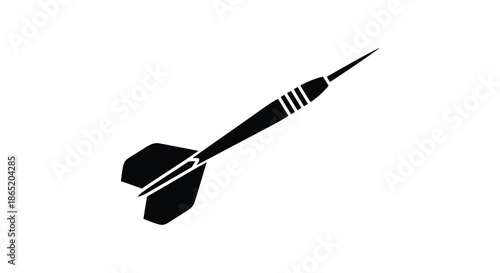 A strikingly simple depiction of a black dart in flight elegantly presented as a silhouette