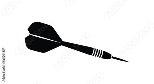 A striking black dart shown in a detailed minimalist style against a plain white background silhouette