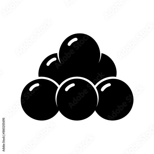 Silhouette illustration of stacked balls or spheres in a pyramid shape