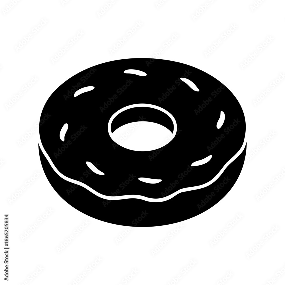 Fototapeta premium A simple graphic illustration of a donut with chocolate frosting