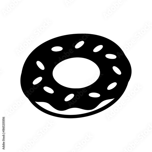 Stylized Black and White Donut with Sprinkles, a Delicious Treat