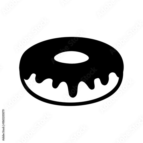 Delicious chocolate glazed donut with a hole on a white background