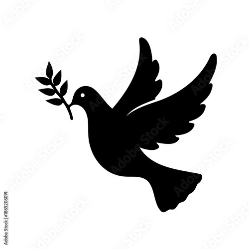 Dove of Peace flying with an olive branch symbol of hope