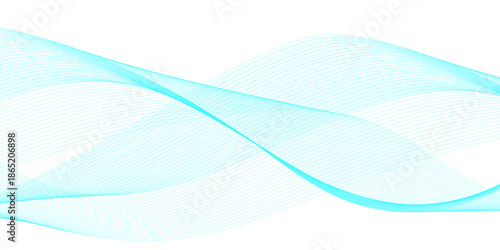 Abstract blue wave lines isolated on white background with flowing curved linear patterns, smooth parallel curves creating elegant motion, balance, and modern technology vector harmony