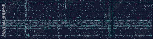 Abstract digital grid pattern showcasing intricate technology elements on a dark background.