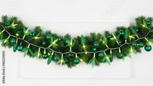 Green Christmas tree with lights and ornaments
