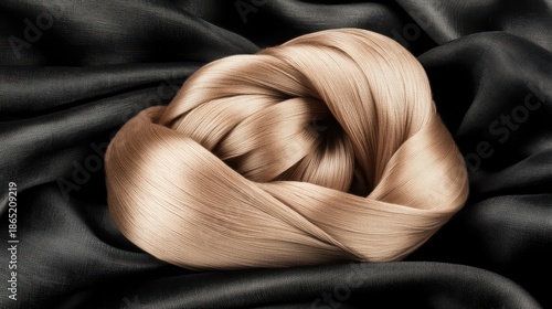 Shiny Golden Silk Strands in a Luxurious Black Fabric