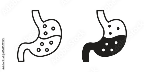 Stomach icon in filled, thin line, stroke style for website and apps