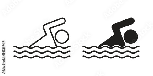 Swimming icon in filled, thin line, stroke style for website and apps