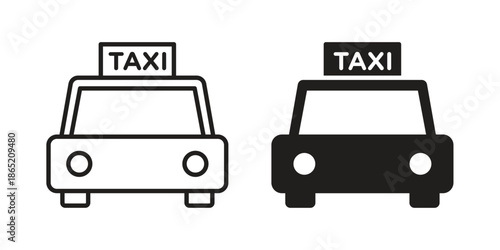 Taxi icon in filled, thin line, stroke style for website and apps