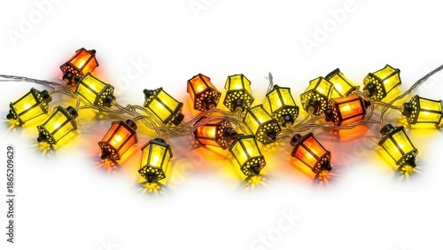 String of lights with yellow and orange bulbs