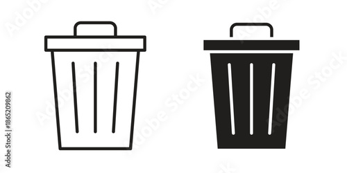 Trash icon in filled, thin line, stroke style for website and apps