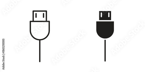 USB cable icon in filled, thin line, stroke style for website and apps