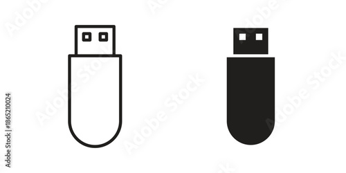 USB icon in filled, thin line, stroke style for website and apps