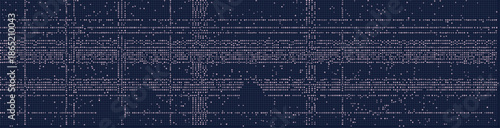 Abstract blue digital grid featuring binary code patterns and network lines. perfect for tech themes.