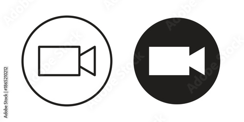 Video camera icon in filled, thin line, stroke style for website and apps