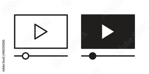 Video tutorial icon in filled, thin line, stroke style for website and apps