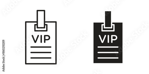 VIP pass icon in filled, thin line, stroke style for website and apps