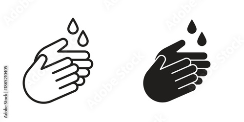 Wash hands icon in filled, thin line, stroke style for website and apps