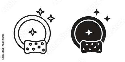 Washing dishes icon in filled, thin line, stroke style for website and apps