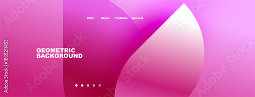 Abstract pink gradient background. Navigation menu present. Dots indicate sections. Minimalist design, modern aesthetic.