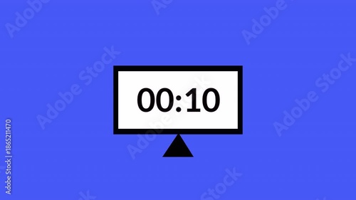 Fifteen second countdown timer animation from 15 second to 0 second on transparent background, 15 second countdown timer,countdown video with alpha channel.