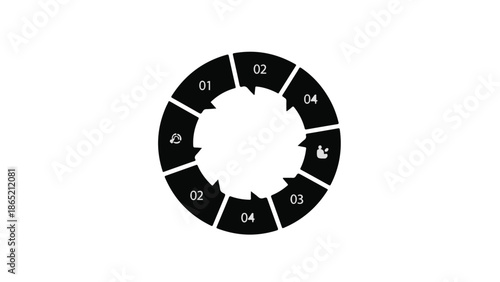 Circular diagram with numbered sections for business planning and organization on white background