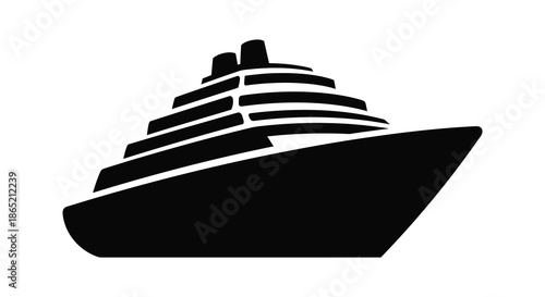 A striking black silhouette of a large cruise ship sailing on calm waters a modern design silhouette