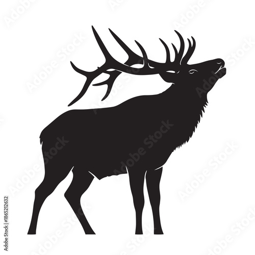 Majestic Deer Stag Silhouette with Antlers – Wildlife Vector Illustration