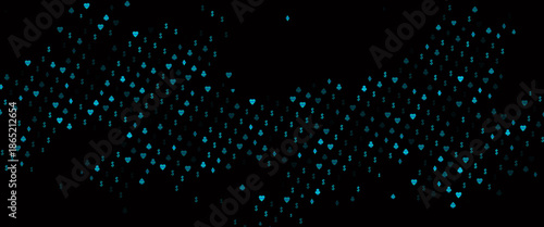 Dark Blue, Green vector layout with elements of cards. Colorful gradient with signs of hearts, spades, clubs, diamonds. Design for ad, poster, banner of gambling websites.