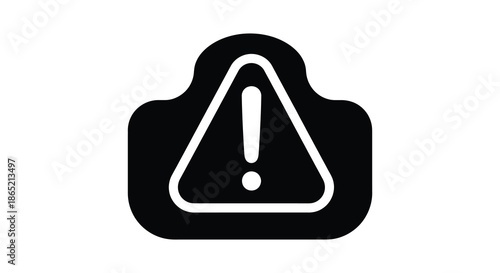 A striking black and white warning sign with an exclamation point inside a triangle silhouette