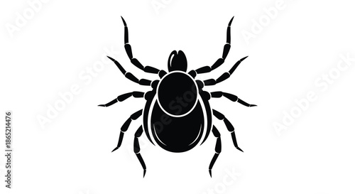 A striking black depiction of a tick insect showcasing its form in a bold silhouette