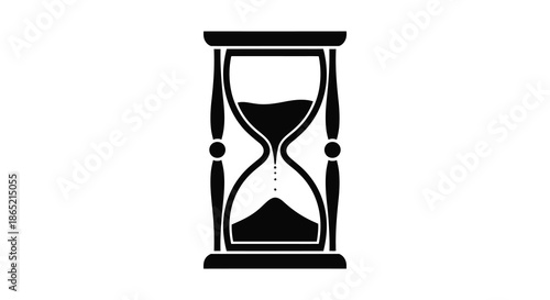 A striking black and white depiction of an hourglass shape showcasing the passage of time as a silhouette