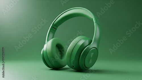 headphones on green background