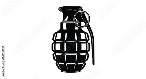 A detailed illustration of a classic hand grenade showcasing its design and components silhouette