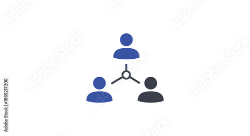 A simple graphic depicting three human figures connected by lines illustrating a network or relationship silhouette