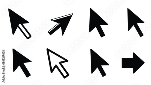 Four assorted automatic weapon designs presented in stark black silhouette