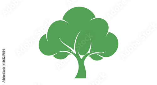 A vibrant green tree shape is displayed clearly representing foliage and a distinct silhouette