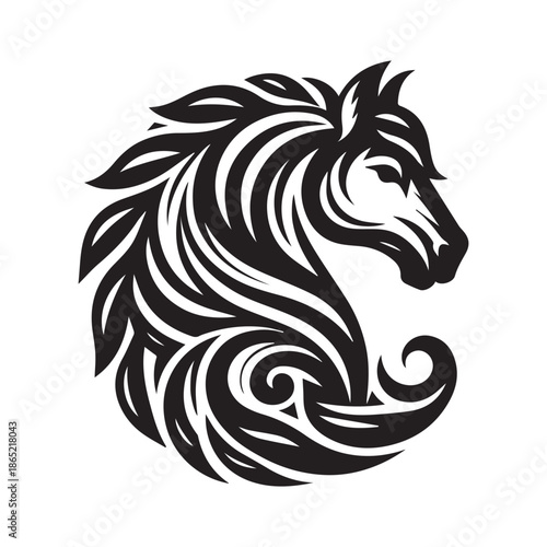 Horse Silhouette Vector | Classic Black & White Equine Artwork