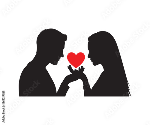 Couple sharing a heart shape a symbol of love and connection Silhouette