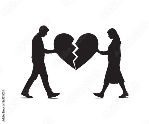 Silhouetted couple sharing a heart shape a symbol of love and connection