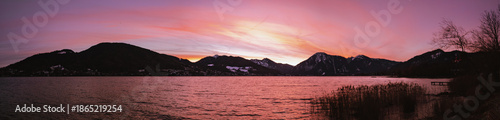 Panoramic view of Lake Tegernsee at Sunrise, Baviera, Germany