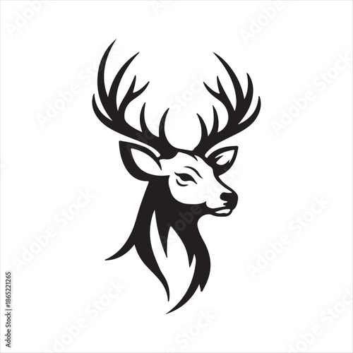 Deer head silhouette wildlife vector logo