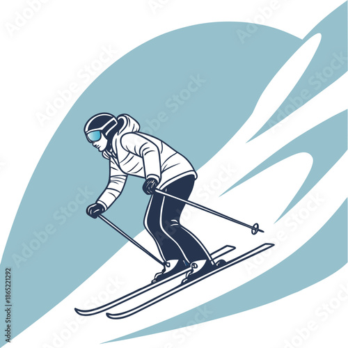 skiing in the mountains