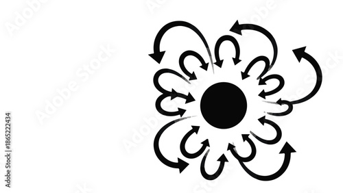 Black circular arrow diagram infographic element on white background for business process workflow design