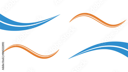 Abstract colorful wave vector background and business logo design featuring a 3d rainbow curve pattern with blue and red ribbon lines for a creative art banner or card decoration backdrop