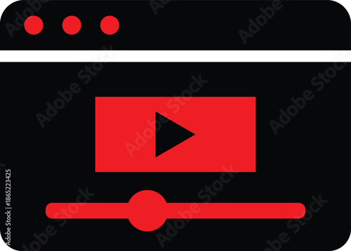 Minimalist web browser icon showcasing a video player, symbolizing online multimedia streaming, digital content playback, and internet entertainment platforms