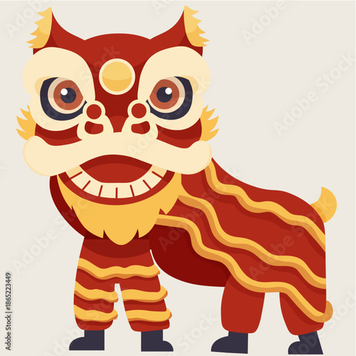 Dragon And Lion Dance Performance Lantern Festival Vector