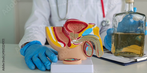 Slika na platnu Doctor anatomy and functioning of the male reproductive system and potency and a