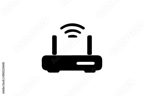 Black Wi-Fi Router Icon Vector Isolated on White Background